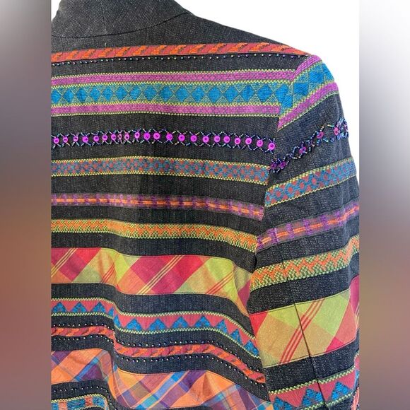 Coldwater Creek Embellished Multicolor Lined Blazer Size 10 - Picture 8 of 13